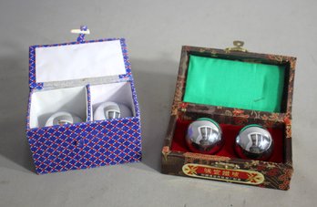 Vintage Chinese Baoding Meditation Balls With Decorative Box