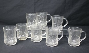 Group Of 8 Vintage Arcoroc Canterbury Crocus Floral Patterned Glass Tea Cups