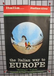 #56-Vintage 'Italian Line - The Italian Way To Europe' Cruise Poster  Italia Navigazione