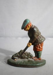 Vintage Golfer Door Stop - Heavy Cast Iron