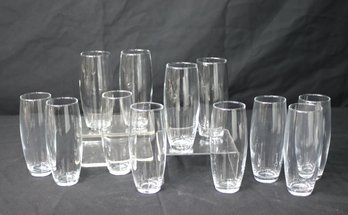 Group Lot Of 12 Luminarc Cachet-style Stemless Glass Flutes