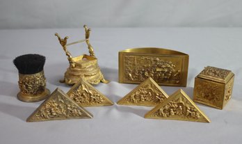 8 Piece Cast Brass Victorian Desk Set