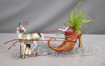 Krinkles One Horse Open Sleigh(Shoe) Ornament By Patience Brewster For Department 56