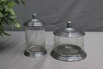 Pair Of Clear Bath Organizer Canisters