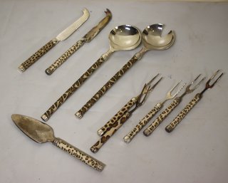10pc Various Animal Print Serveware And Cheese Knives/Forks