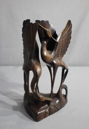 Vintage Carved Wood Two Herons Figurine