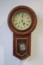 Victorian Schoolhouse Style Regulator Wall Clock (With Key)