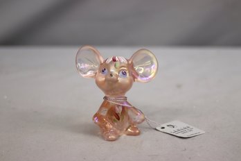 Fenton Hand-Painted Pink Glass Mouse