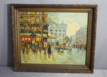 Paris Street Scene Signed Miller - Framed Painting