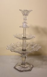 Vintage Federal Glass Triple Tiered Centerpiece Stand
