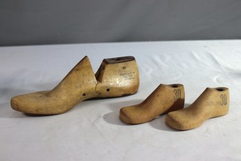 Group Lot Of 3 Vintage Wooden Shoe Lasts