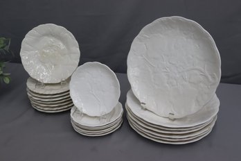 Group Lot Of Mixed White Porcelain Plates From Sarreguemines And Napco Fascination