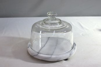 Dutch Garden Grey Marble & Glass Cloche Cheese Dome