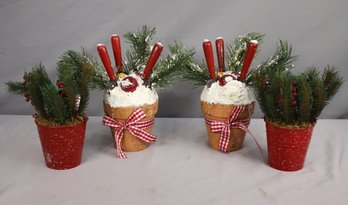 Group Of 4 Christmas Wintery Decorative Buckets And Planters
