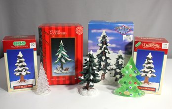 Assorted Collection Of Christmas Tree Figurines  Includes Murano Glass, Porcelain, And Village Collectibles