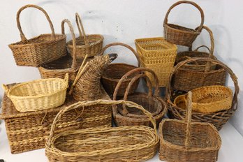 I Can't 'be-weave' This Giant Lot Of Wicker And Woven Cane Baskets And Such