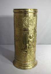 Peerage Brass Umbrella Holder With Ornate Reliefs