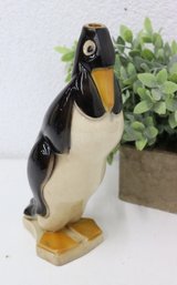 Art Deco French St. Clement Faience Penguin Liquor Bottle, Georges Conde Design MISSING STOPPER