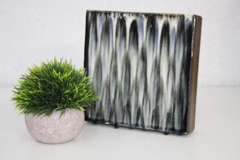 Artist Signed Abstract Glaze Ceramic Block Wall Tile