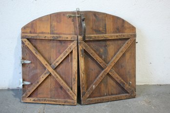 Pair Of Vintage Barnwood Arched Top Barn Doors