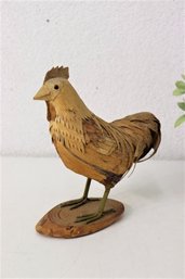Vintage Carved Wooden Chicken Figurine
