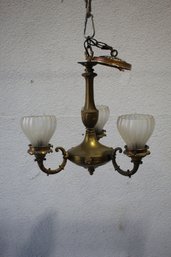 Vintage Brass Hanging 3 Light Fixture
