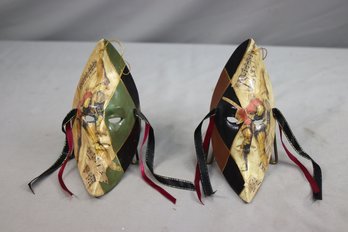 A Pair Of Mardi Gras Venetian Masquerade Ornaments