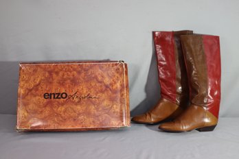 1970s Vintage Leather Boots Enzo Angiolini Boho Patchwork-sz 10M