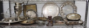 Shelf Lot Of Vintage Silver-Plate