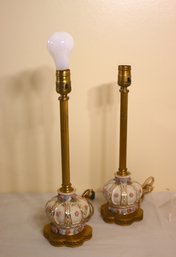 Two Vintage Porcelain And Brass Lamps