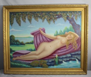 Signed C. Hagopian Reclining Nude Painting - 33'H X 40.25'W