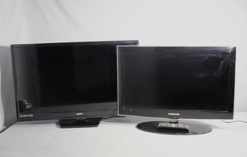 Pair Of LED Televisions - Samsung And Sanyo With One Remote Control