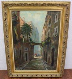 Bellavista Street Lush Oil On Canvas, Verso Fernandez - Lovely Decorative Frame