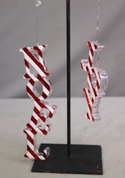JOY And NOEL Candy Cane Stripe Ornaments