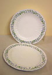 Two Vintage Shelley Fine Bone China Harebell Pattern Round And Oval Platters