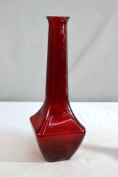 Vintage Ruby-cranberry Glass Long Stem Bud Vase