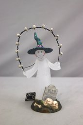 Dept. 56 Ghost At Tombstone Light Up Skulled Hoop Halloween Figurine