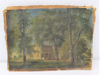 Antique Original Oil On Canvas Brooks Residence By Geo. L. Brown 1863, Signed Verso (painting/Frame Only)