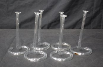 Set Of Six Elegant Hand-Blown Glass Candle Holders