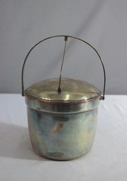 Vintage Silver Plate & Porcelain-Insulated Ice Bucket With Hinged Lid