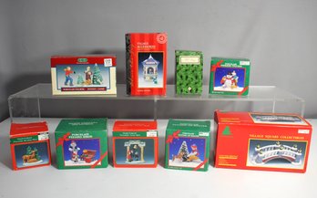 Collection Of Christmas Village Accessories  Figurines, Buildings & Holiday Decor Pieces In Original Boxes