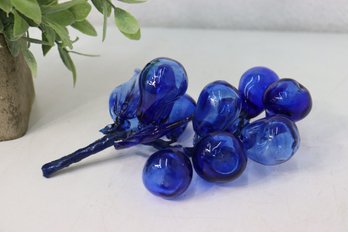 Vintage Rustic Blue Glass Grape Bunch