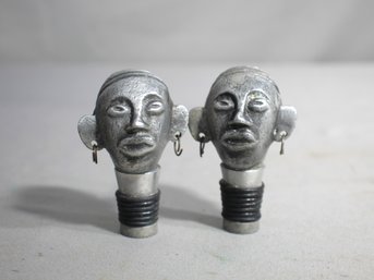 Pair Of Unique Head-Shaped Bottle Stoppers