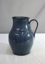 Vintage Jugtown Ware Pottery Cynthia Burns Monroe Signed French Blue Stoneware Pitcher