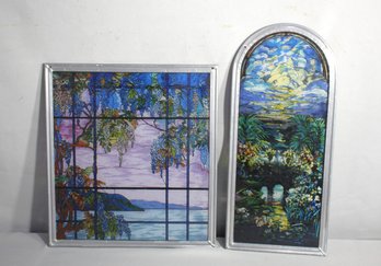 Pair Of Stained Glass Art Panels- Luminous Vistas