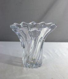 Twisted Flute Flare Top Heavy Cut Clear Crystal Vase