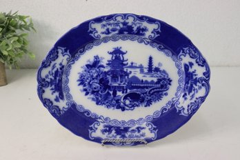 Vintage Allerton's Chinese Flow Blue Oval Serving Platter