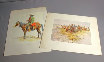 Classic Western Art Prints: Solo Rider And Cavalry Charge'14'x 18'