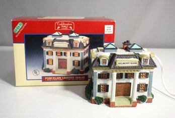 Village Porcelain Lighted Belmont Bank Christmas Lemax -5'