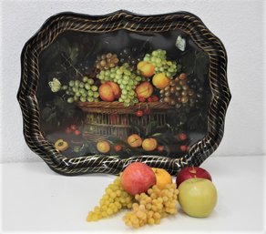 Ian Roberts London Black Metal Swag Edge Serving Tray Painting By Mimi Roberts